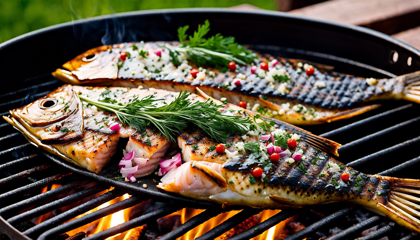 Fisch mit Fischgewürz auf dem Grill