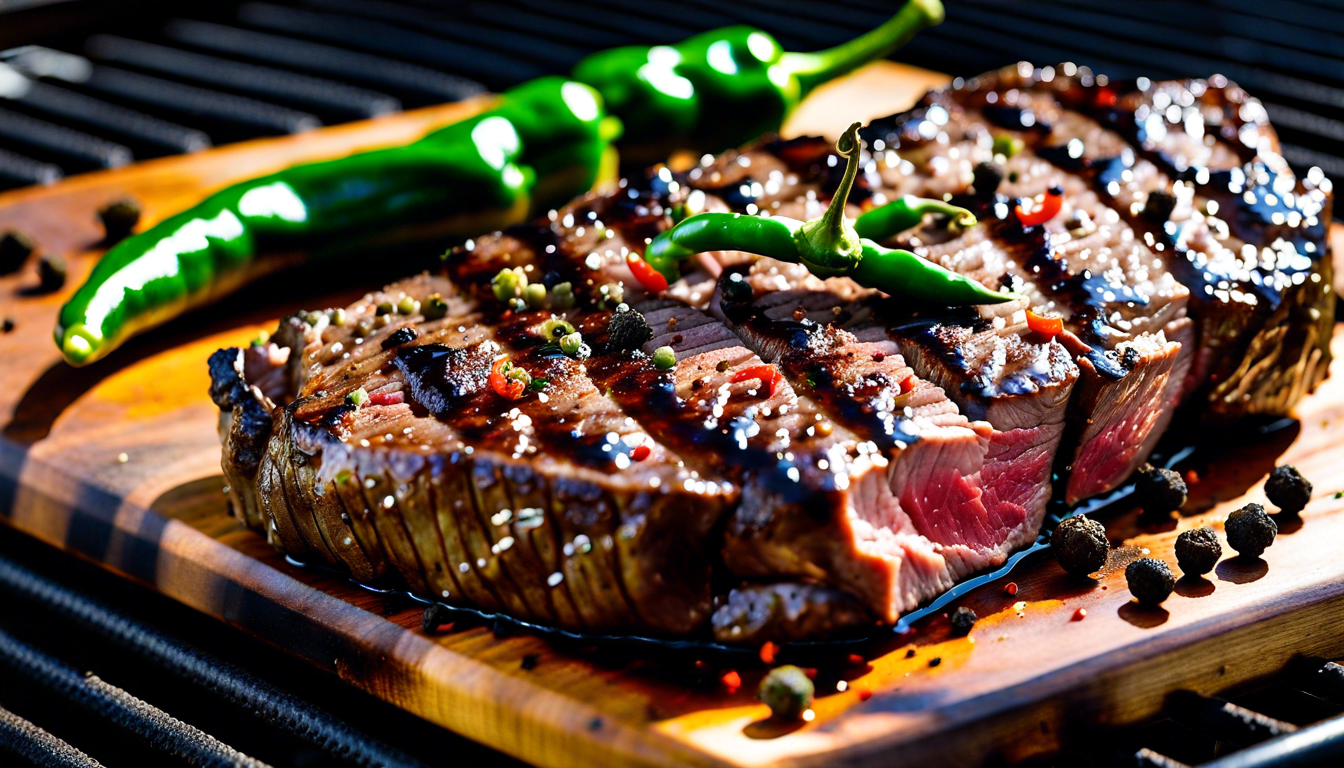 gegrilltes Steak mit Steakpfeffer gewürzt