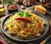 Spaghetti Aglio e Olio angerichtet auf Teller, gewürzt mit Bio Aglio e Olio Gewürz von ALMGOLD