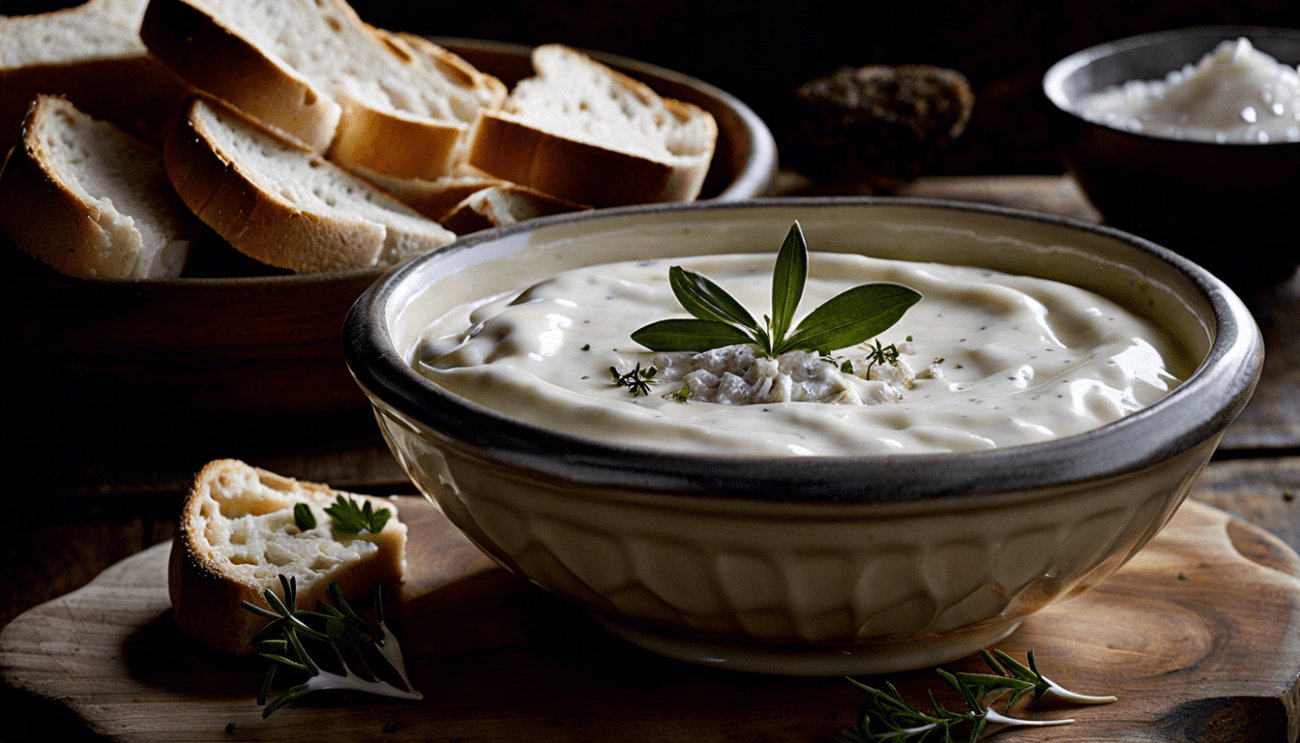 Aioli Dip selbst gemacht - nett dekoriert, Alioli