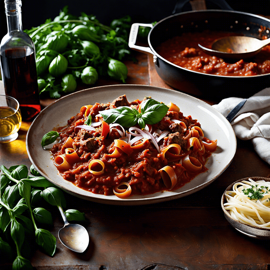 Bolognese-ragù in einem schönen Teller serviert