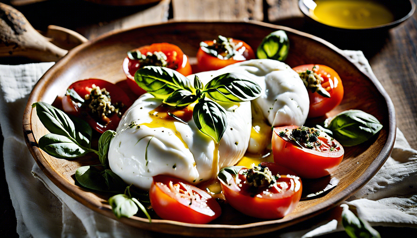 Burrata mit Tomaten und Basilikum