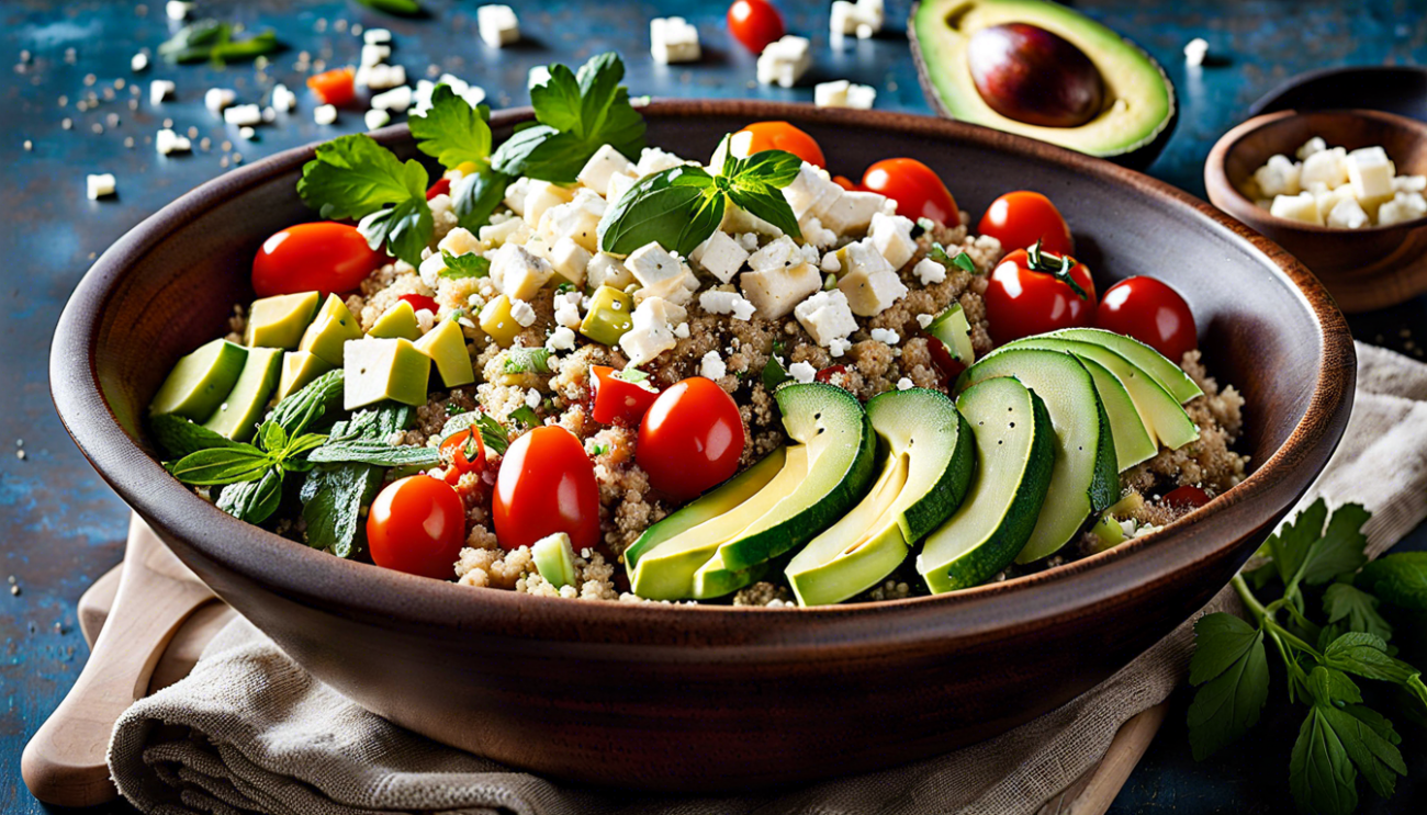 Quinoa Bowl mit Avocado und Feta