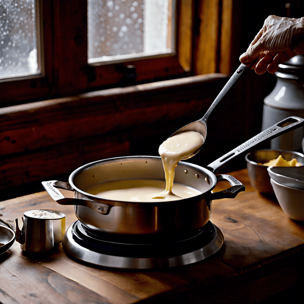 Béchamel Sauce in einem Edelstahltopf zubereitet