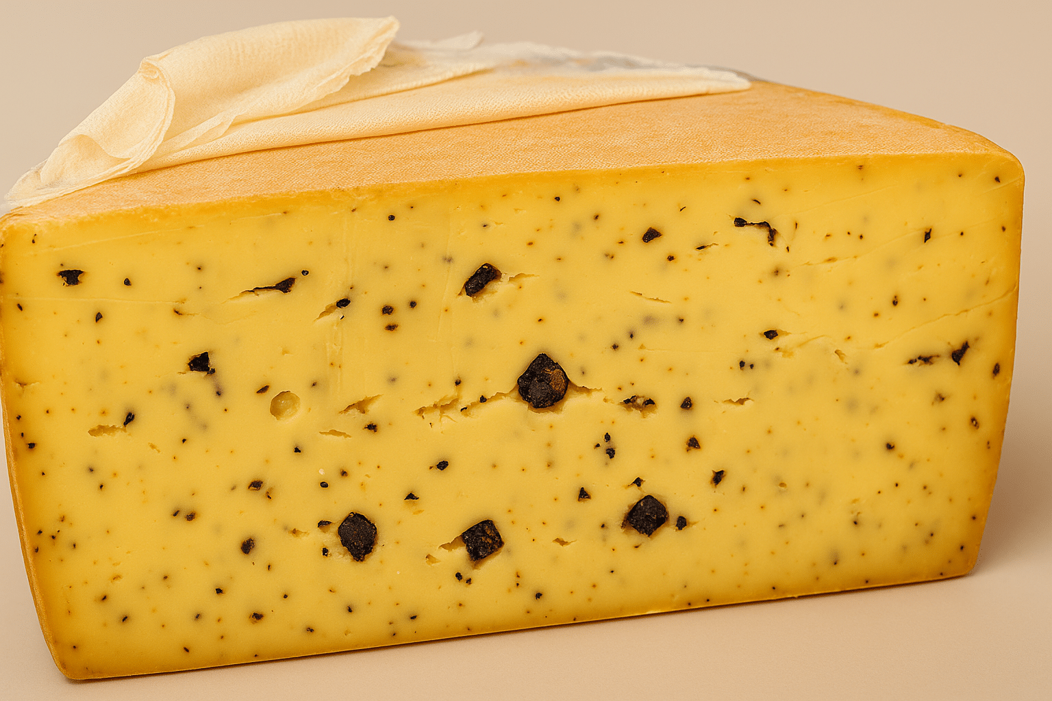 Schweizer Trüffelkäse mit schwarzen Sommertrüffeln – cremiger Schnittkäse mit edlen Trüffelstücken von Almgold